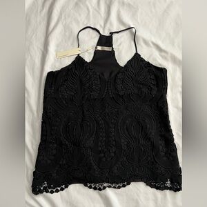 LAVENDER BROWN Lace Top Size Small color black